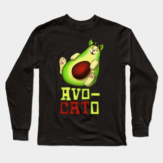 Avocato Funny Avocado Kitten Design Gift Long Sleeve T-Shirt by Styr Designs